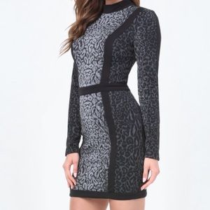 Bebe Gray and Black Leopard Print Dress